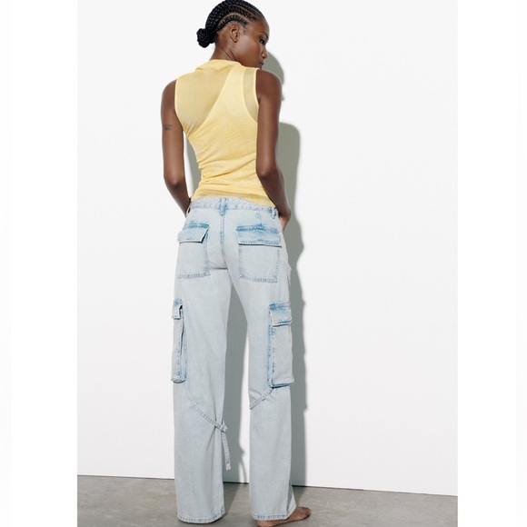Zara MID -RISE TRF CARGO JEANS - Picture 12 of 16